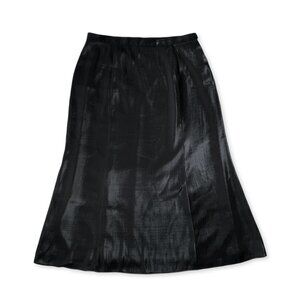 Laura Shiny Satin Black Long Formal Maxi Skirt Party Elegant Goth Sleek Elevated